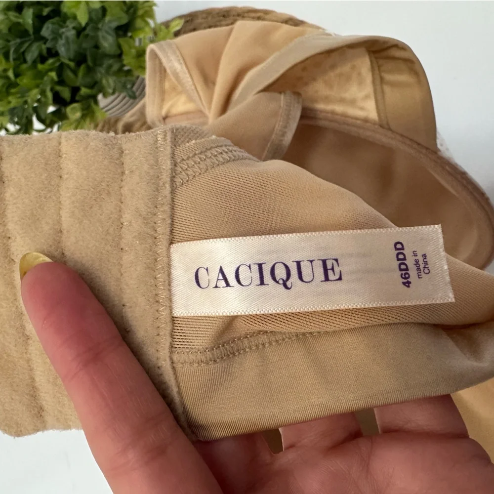 CACIQUE Polka Dot Underwire Bra - Cream and Tan Size‎ 46DDD
